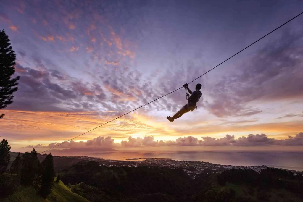 Tree climbing with a view of Papeete