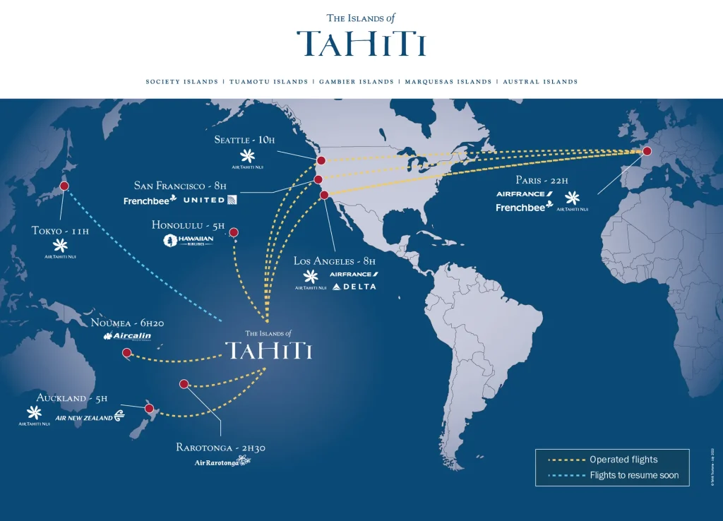 World map to find The Islands of Tahiti