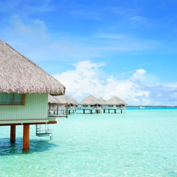bungalow de l'hôtel le méridien de bora bora © Lei Tao