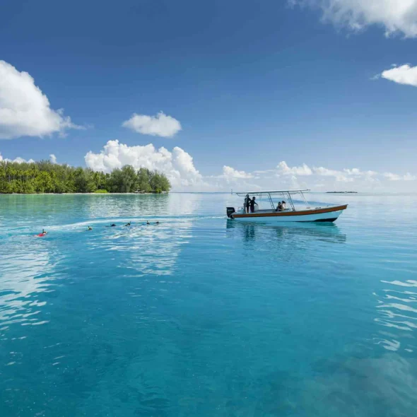 Faire une virée snorkeling entre les deux motu à Tiahura©_Grégoire Le Bacon