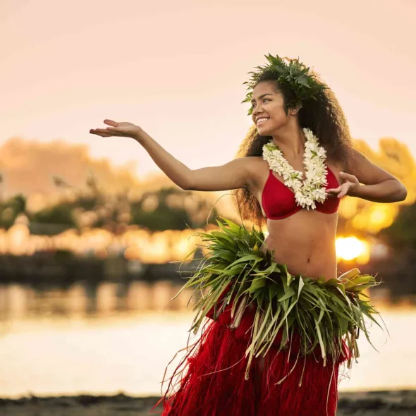 Dancer from The Islands of Tahiti with sunset © Alikaphoto