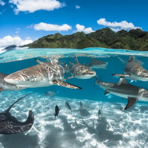Observation de raies et requins © Grégory Lecoeur