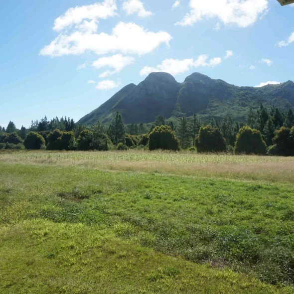 Vue sur le mont Taitaa à Tubuai © Léa Parizot