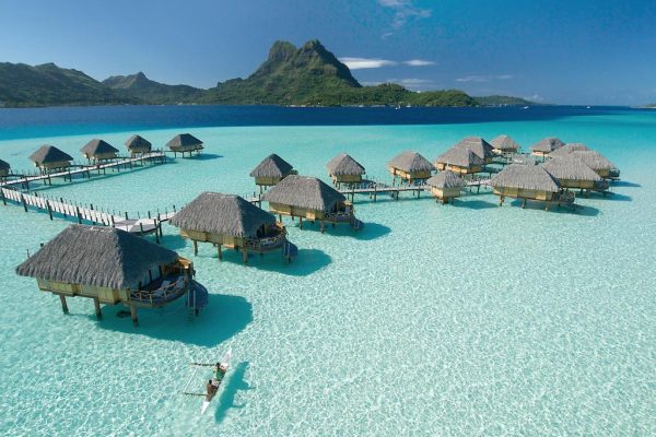 Overwater bungalows at the Bora Bora by Pearl resorts